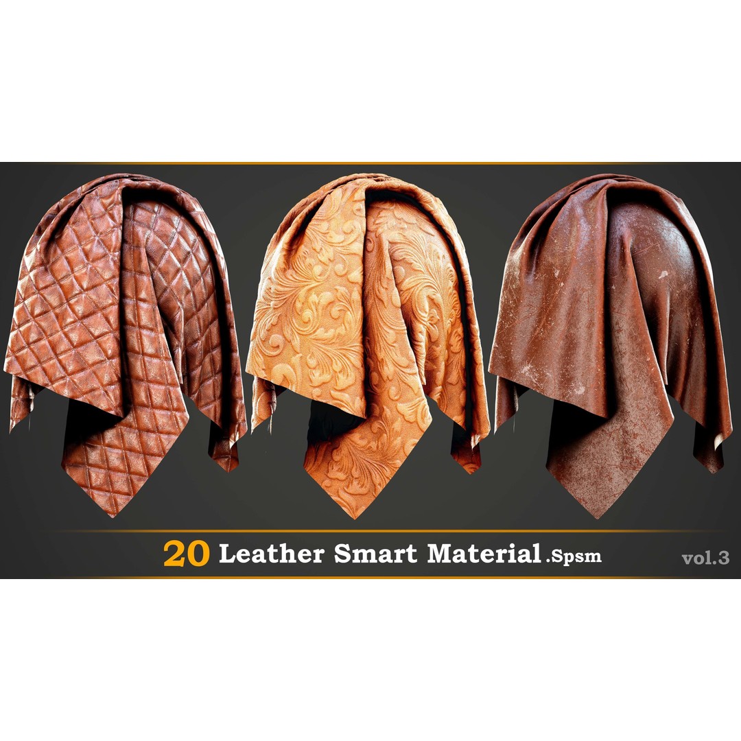 Leather Smart Material 3D Model – High Quality Textures for Substance Painter - View 4