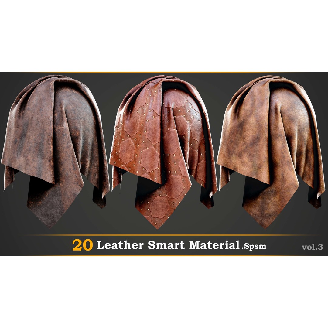 Leather Smart Material 3D Model – High Quality Textures for Substance Painter - View 5