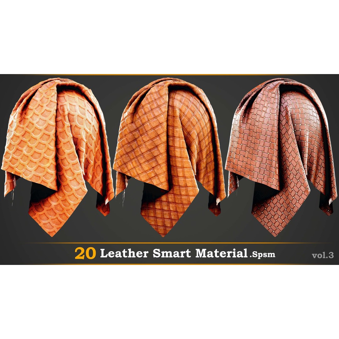 Leather Smart Material 3D Model – High Quality Textures for Substance Painter - View 6