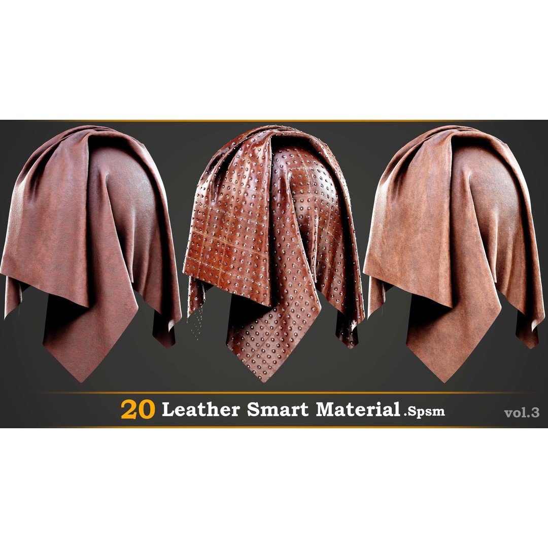 Leather Smart Material 3D Model – High Quality Textures for Substance Painter - View 8
