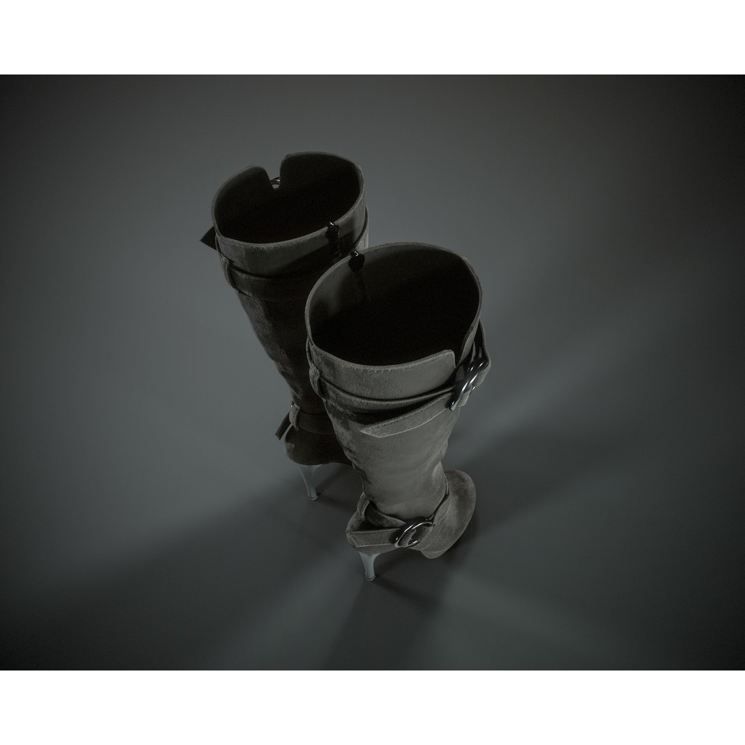 Knee High Suede Boots 3D Model – Low Poly Game-Ready Asset, FBX, OBJ - View 18