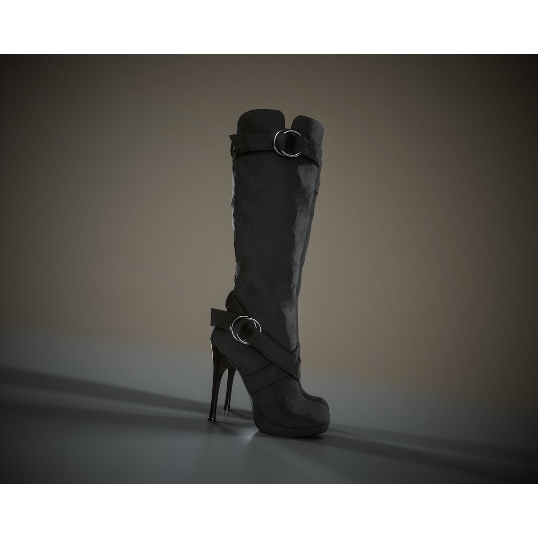 Knee High Suede Boots 3D Model – Low Poly Game-Ready Asset, FBX, OBJ - View 5