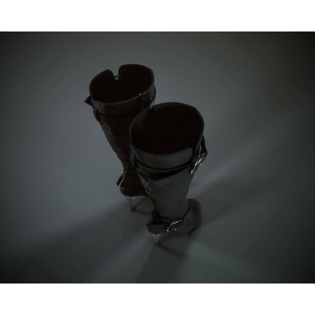 Knee High Suede Boots 3D Model – Low Poly Game-Ready Asset, FBX, OBJ - View 6