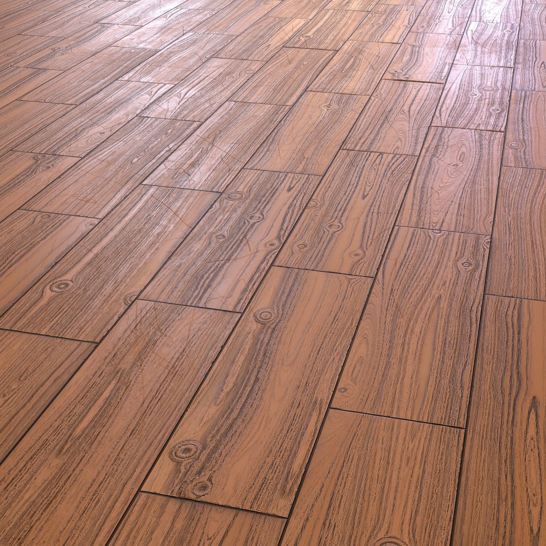 Wooden Parquet Tile PBR Texture 3D Model – 4 Colors, Game Ready Formats - View 12