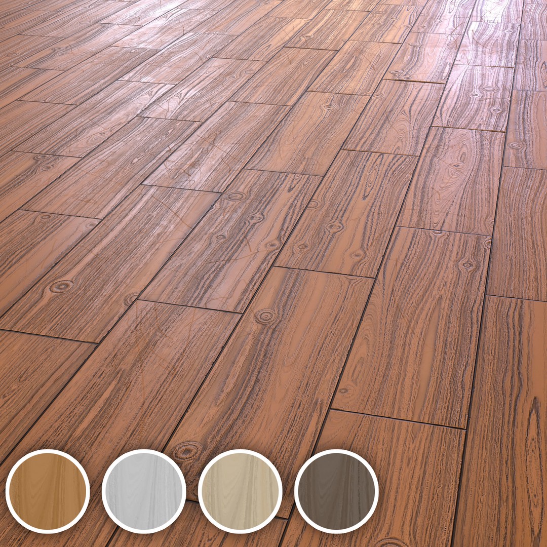 Wooden Parquet Tile PBR Texture 3D Model – 4 Colors, Game Ready Formats - View 18