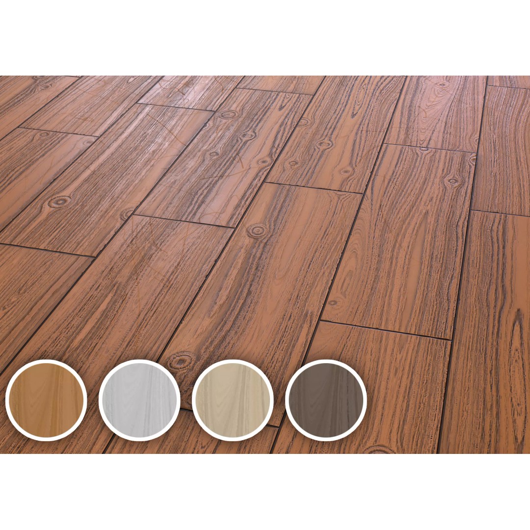 Wooden Parquet Tile PBR Texture 3D Model – 4 Colors, Game Ready Formats - View 2