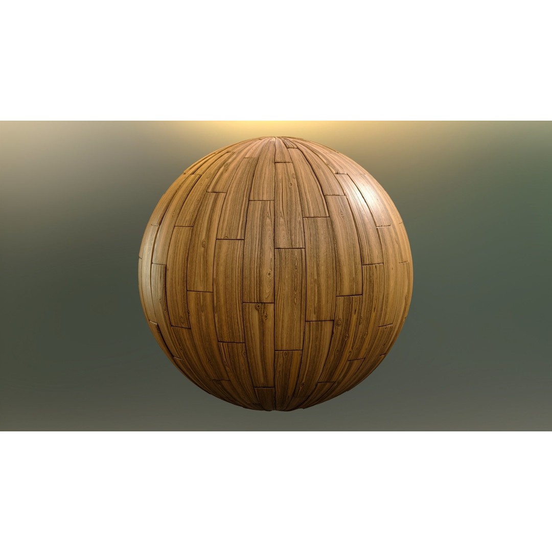 Wooden Parquet Tile PBR Texture 3D Model – 4 Colors, Game Ready Formats - View 3