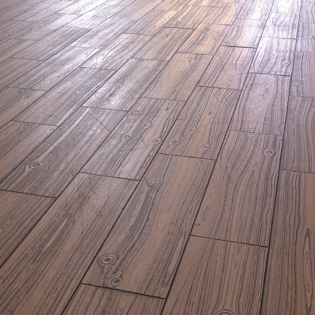 Wooden Parquet Tile PBR Texture 3D Model – 4 Colors, Game Ready Formats - View 4