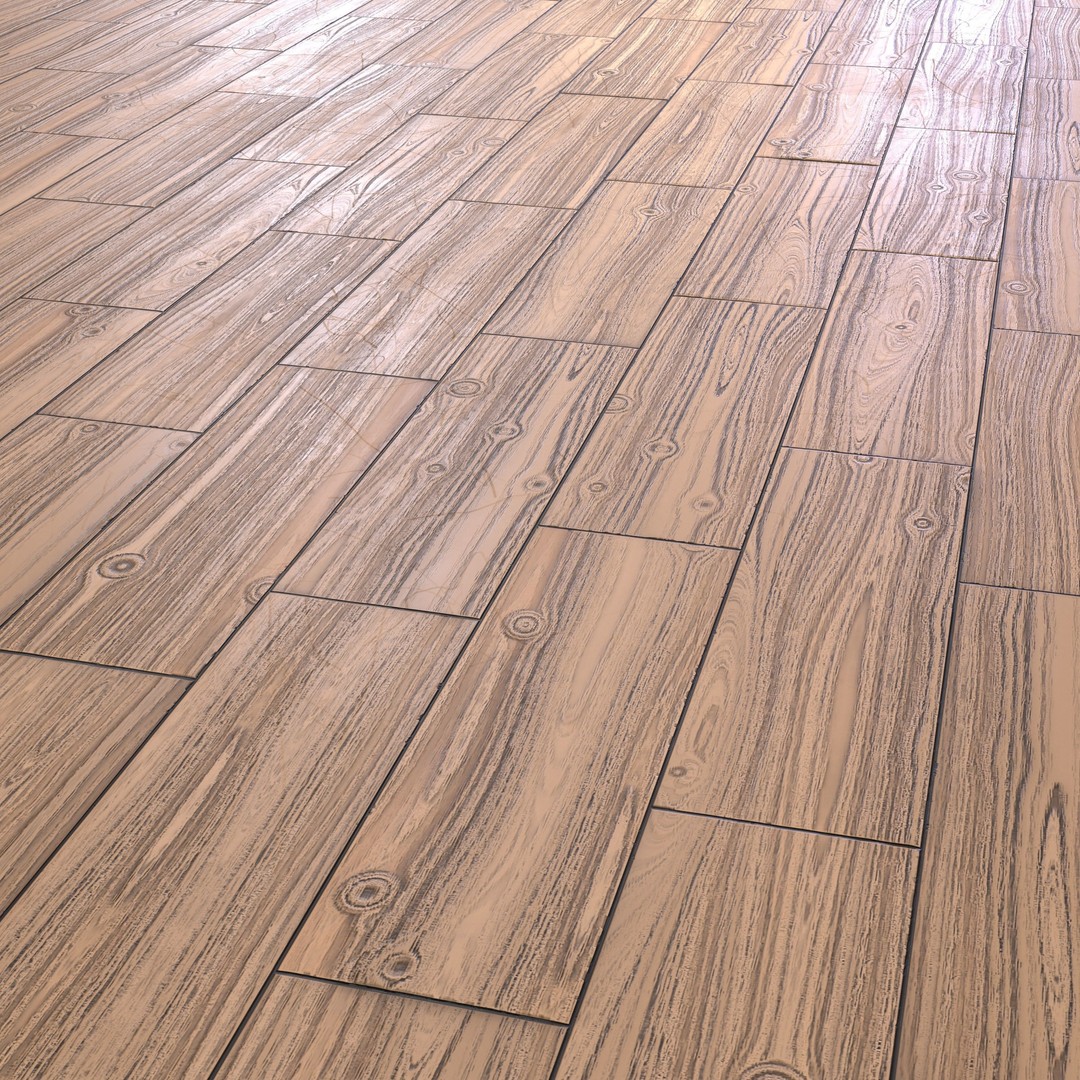 Wooden Parquet Tile PBR Texture 3D Model – 4 Colors, Game Ready Formats - View 6
