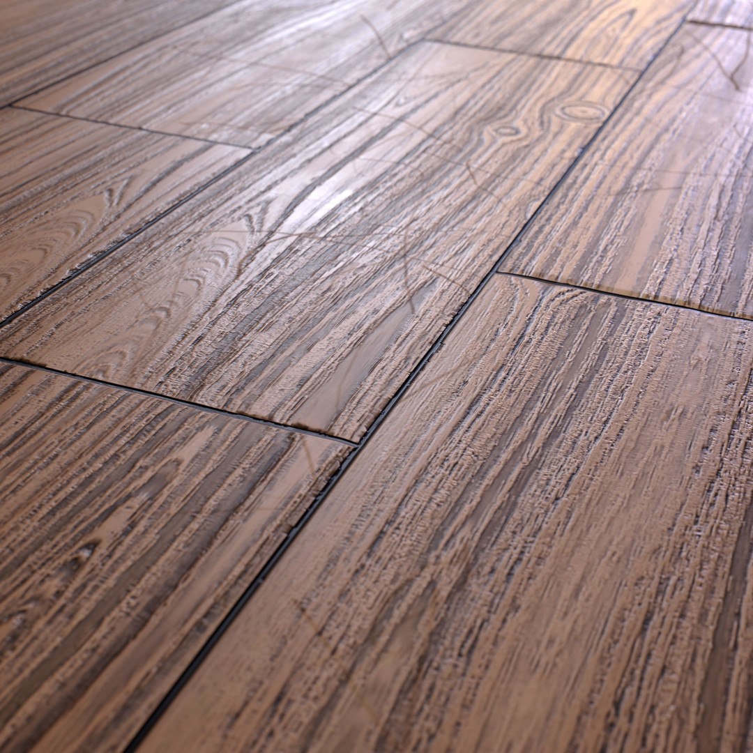 Wooden Parquet Tile PBR Texture 3D Model – 4 Colors, Game Ready Formats - View 7