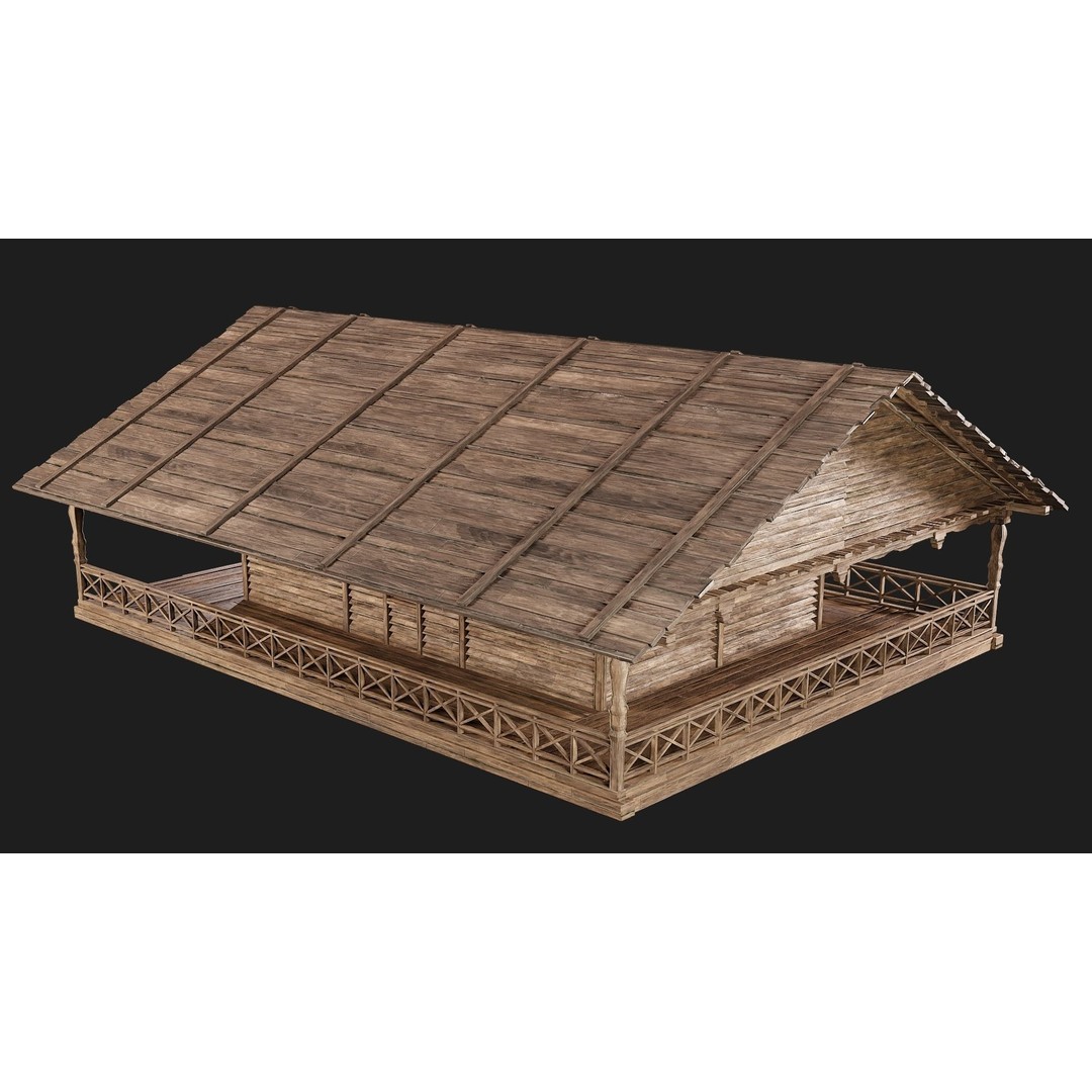 Old Wooden House 3D Model – Low Poly Game Ready Asset, FBX, OBJ