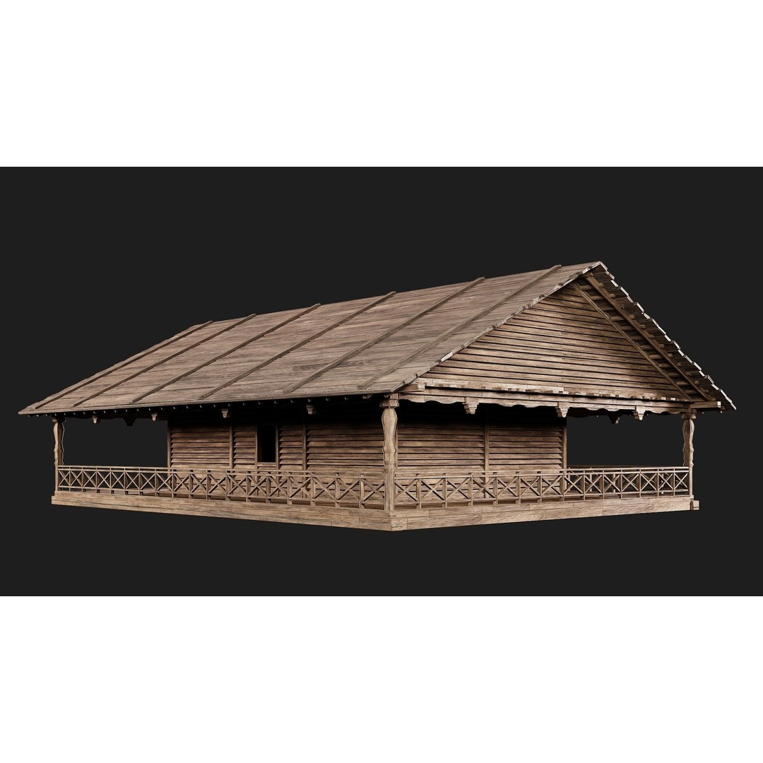 Old Wooden House 3D Model – Low Poly Game Ready Asset, FBX, OBJ - View 10