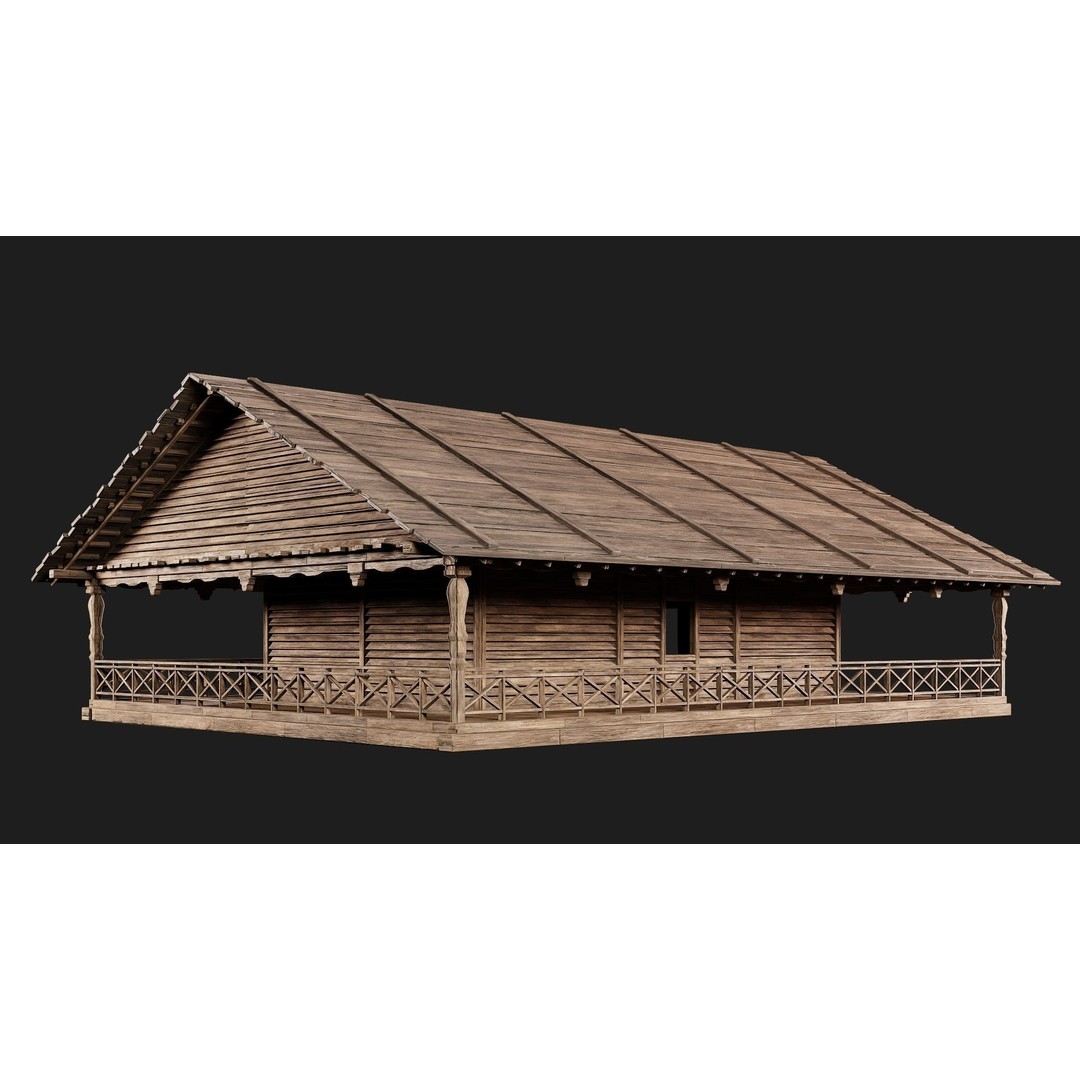Old Wooden House 3D Model – Low Poly Game Ready Asset, FBX, OBJ - View 11
