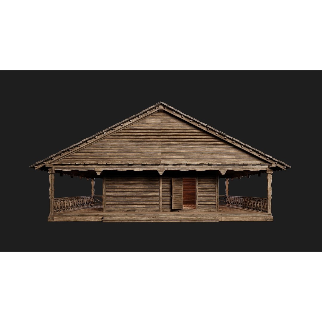Old Wooden House 3D Model – Low Poly Game Ready Asset, FBX, OBJ - View 12