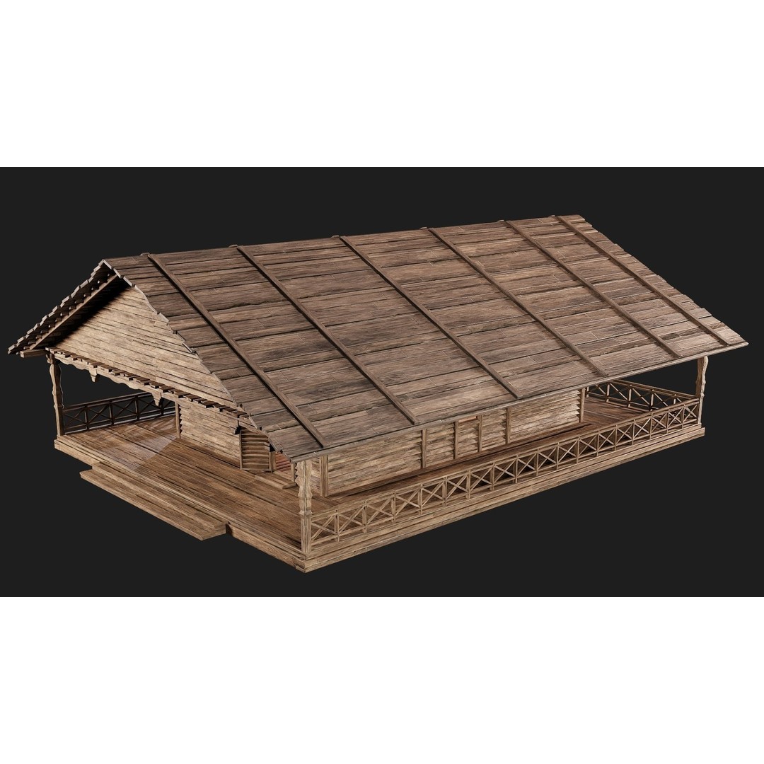 Old Wooden House 3D Model – Low Poly Game Ready Asset, FBX, OBJ - View 13
