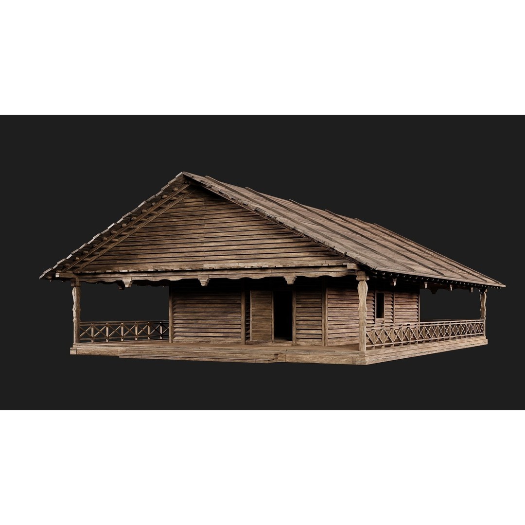 Old Wooden House 3D Model – Low Poly Game Ready Asset, FBX, OBJ - View 5