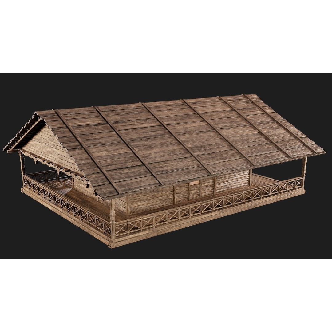 Old Wooden House 3D Model – Low Poly Game Ready Asset, FBX, OBJ - View 6