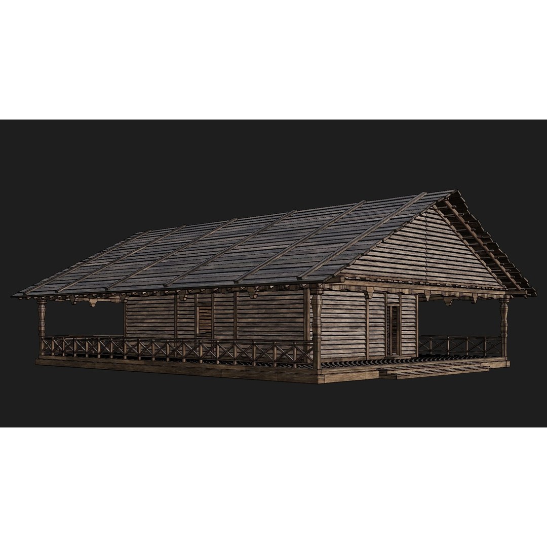 Old Wooden House 3D Model – Low Poly Game Ready Asset, FBX, OBJ - View 8