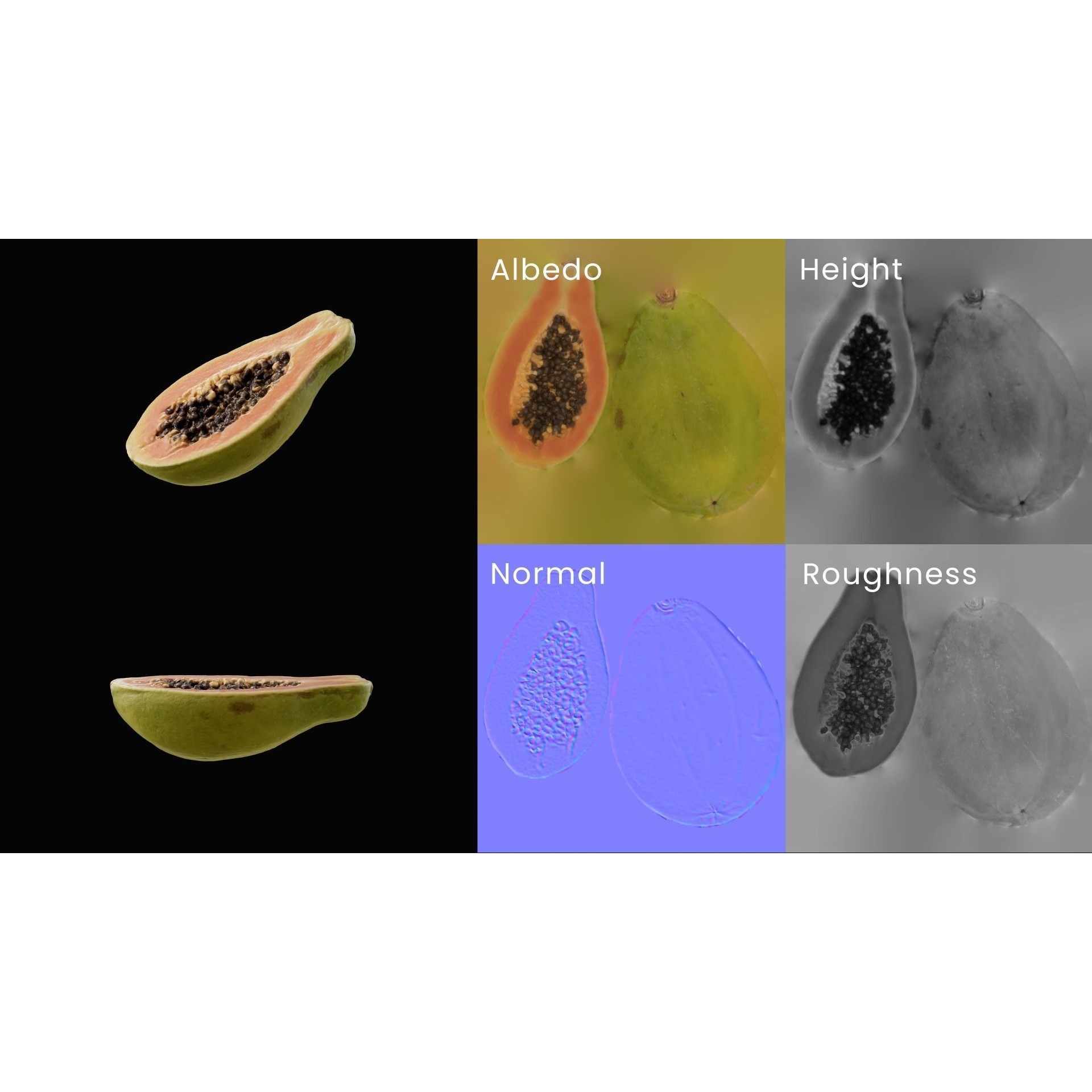 Papaya Fruit - Realistic 3D Model
