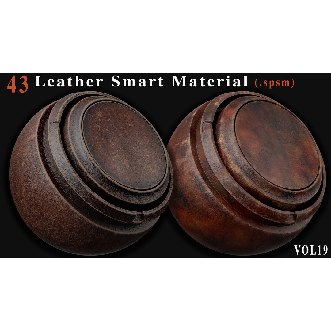 Leather Smart Materials 3D Model – 43 PBR Textures for Substance Painter - View 10