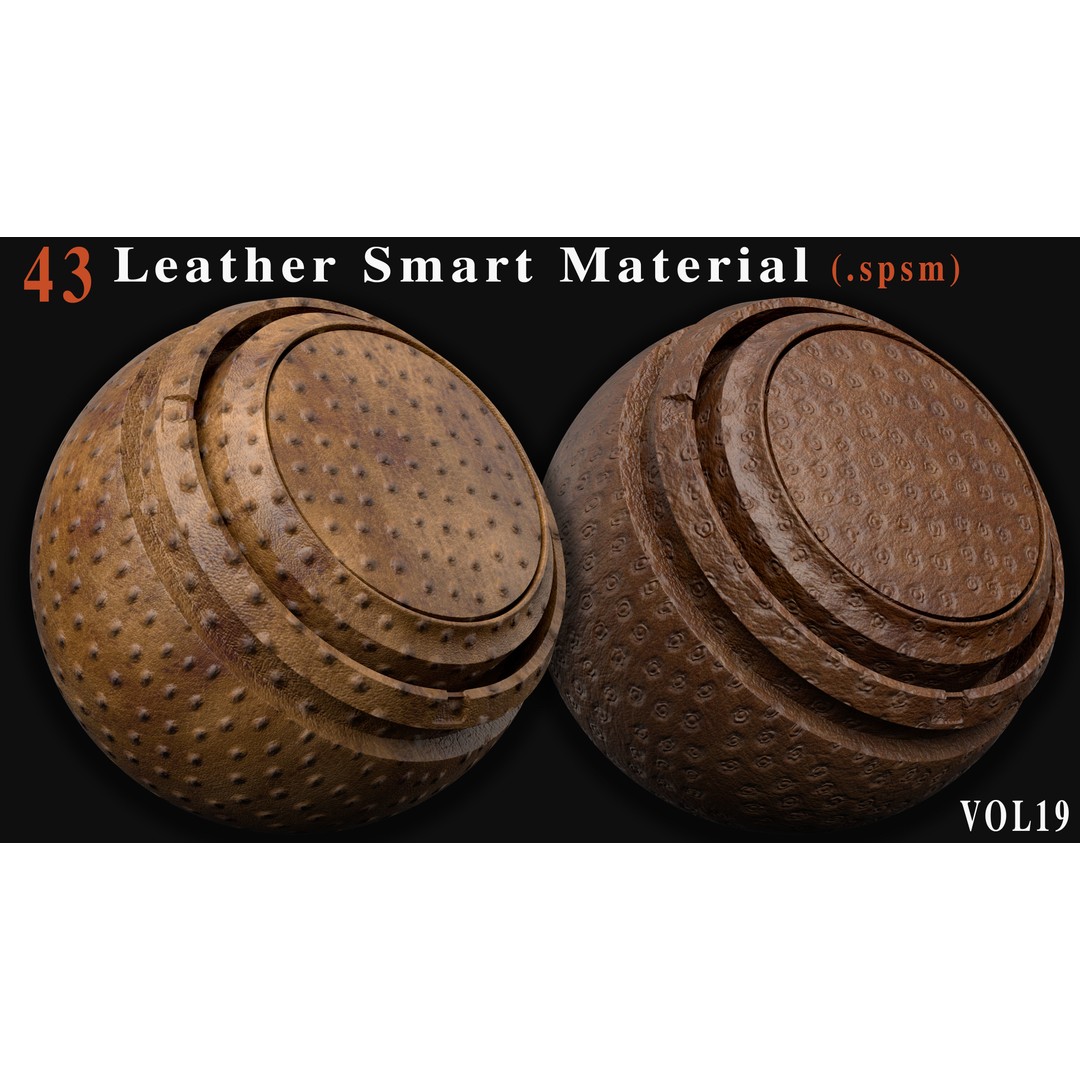 Leather Smart Materials 3D Model – 43 PBR Textures for Substance Painter - View 17