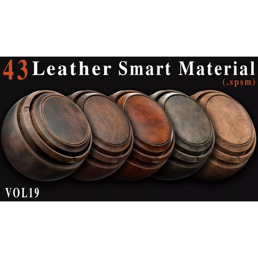 Leather Smart Materials 3D Model – 43 PBR Textures for Substance Painter - View 2