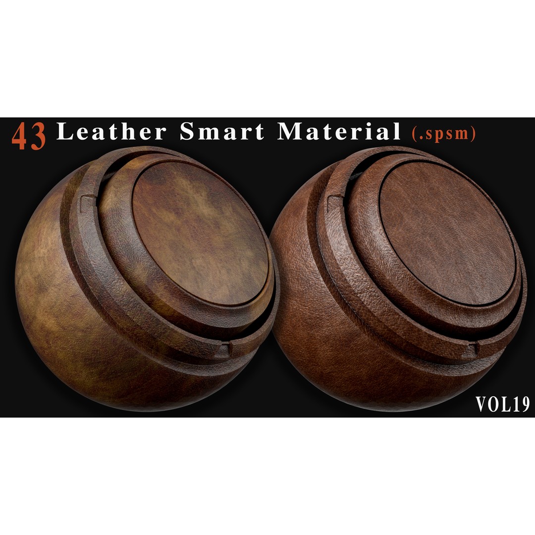 Leather Smart Materials 3D Model – 43 PBR Textures for Substance Painter - View 3