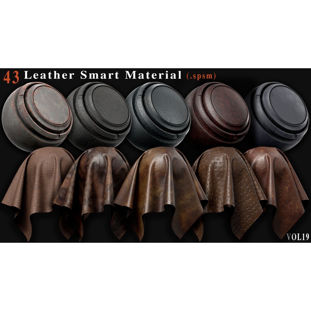 Leather Smart Materials 3D Model – 43 PBR Textures for Substance Painter - View 7