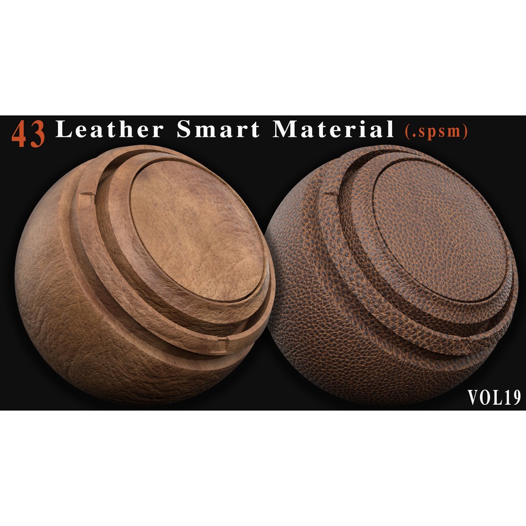 Leather Smart Materials 3D Model – 43 PBR Textures for Substance Painter - View 9