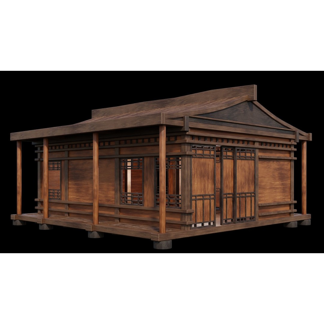 Medieval Houses 3D Model – Low Poly Game Ready with 4K Textures - View 3