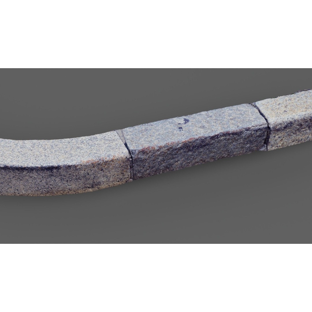 Street Granite Border 3D Model – Photorealistic Scanned Asset, FBX, OBJ - View 19
