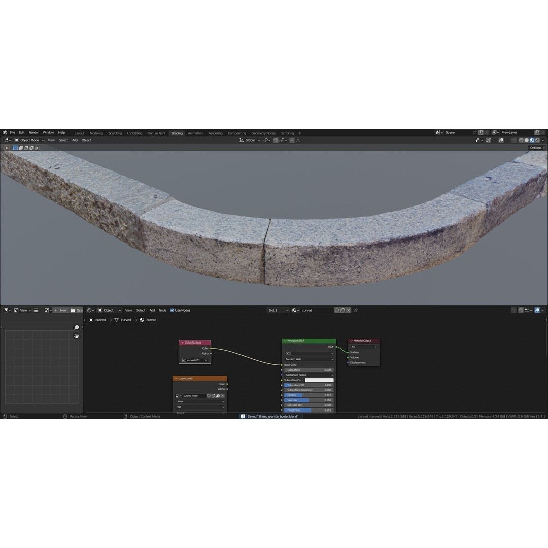 Street Granite Border 3D Model – Photorealistic Scanned Asset, FBX, OBJ - View 20