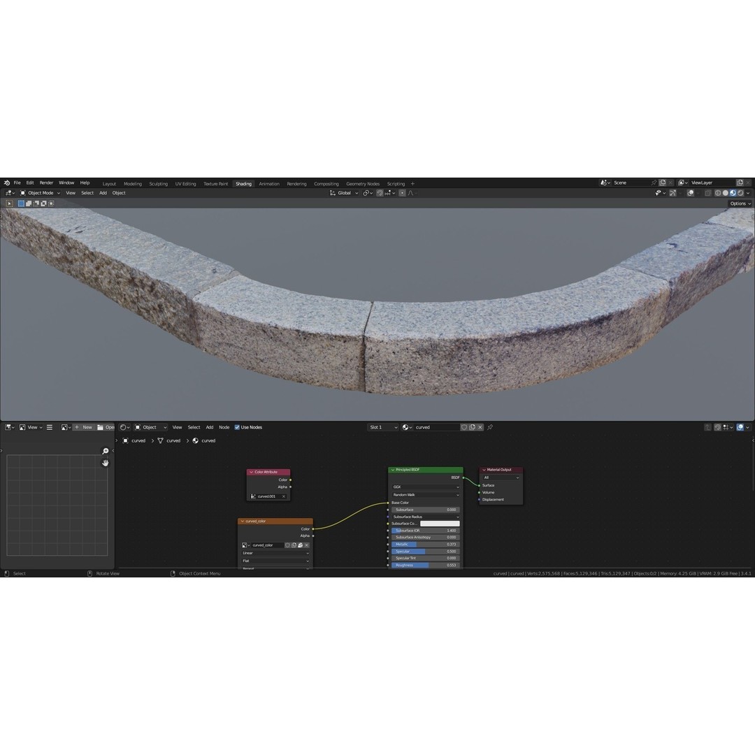 Street Granite Border 3D Model – Photorealistic Scanned Asset, FBX, OBJ - View 21