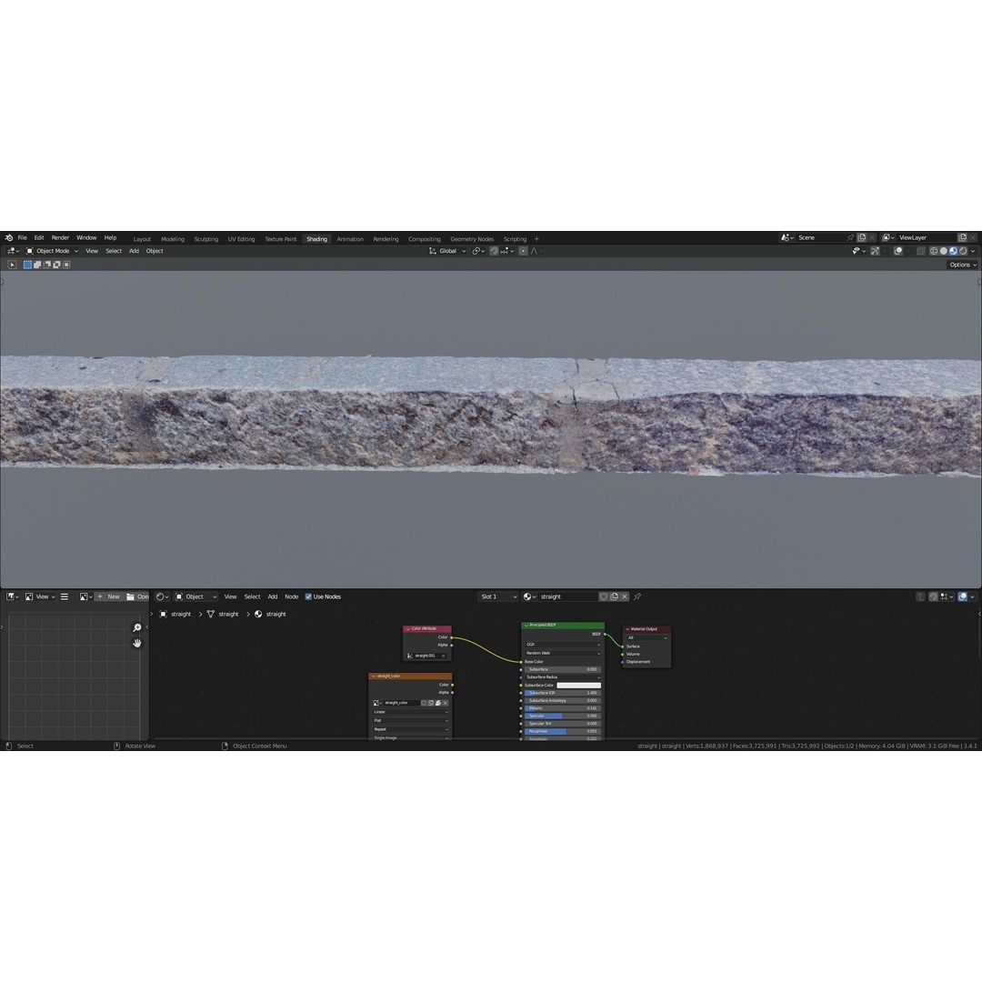 Street Granite Border 3D Model – Photorealistic Scanned Asset, FBX, OBJ - View 22
