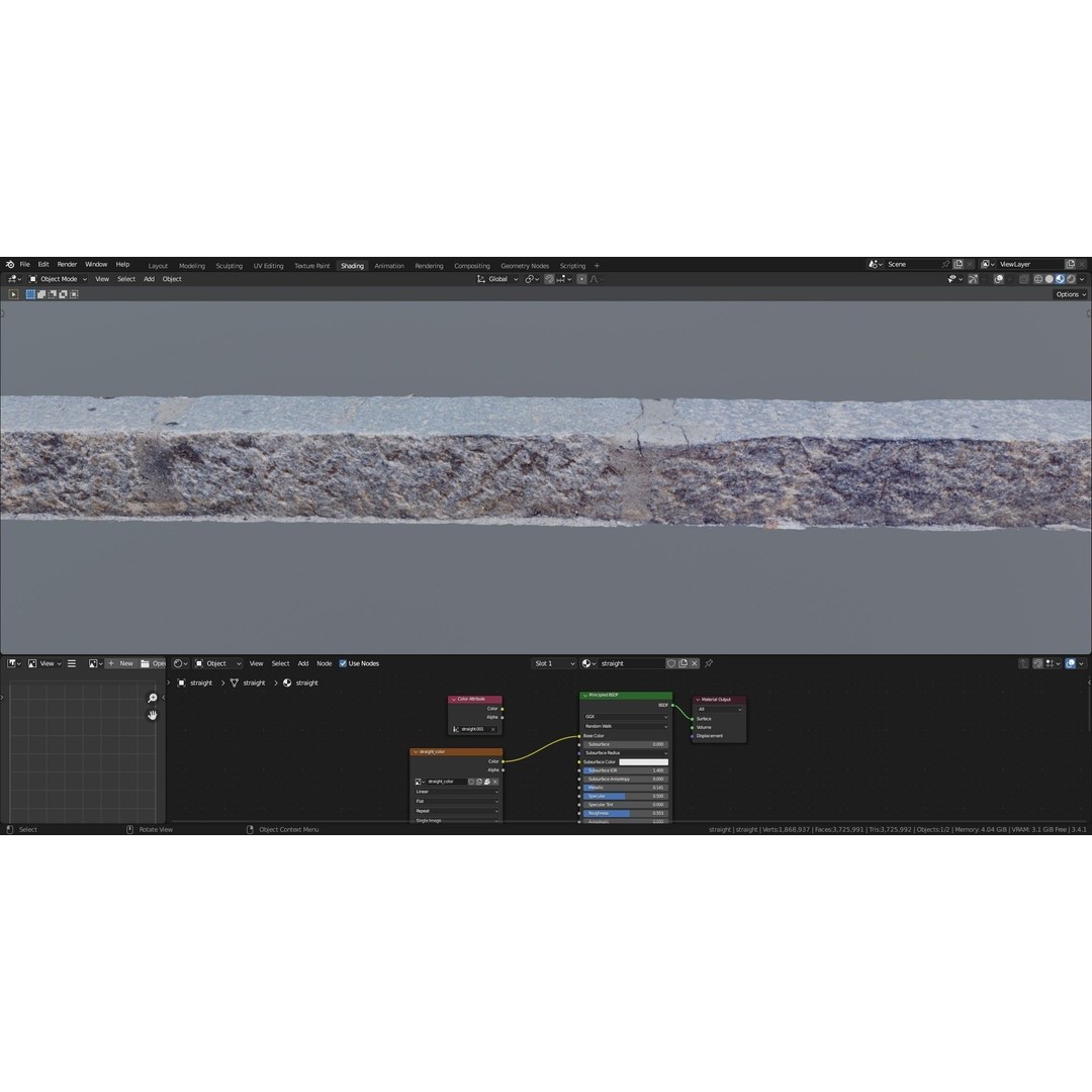 Street Granite Border 3D Model – Photorealistic Scanned Asset, FBX, OBJ - View 23