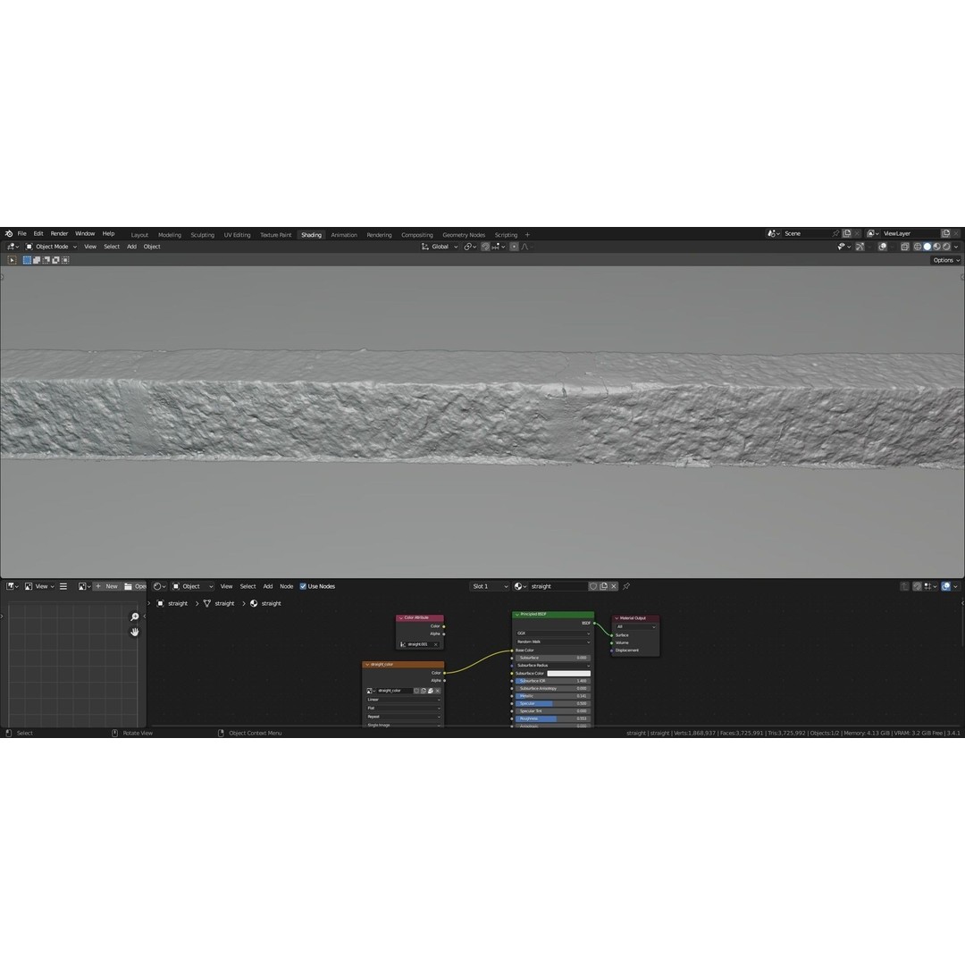 Street Granite Border 3D Model – Photorealistic Scanned Asset, FBX, OBJ - View 24