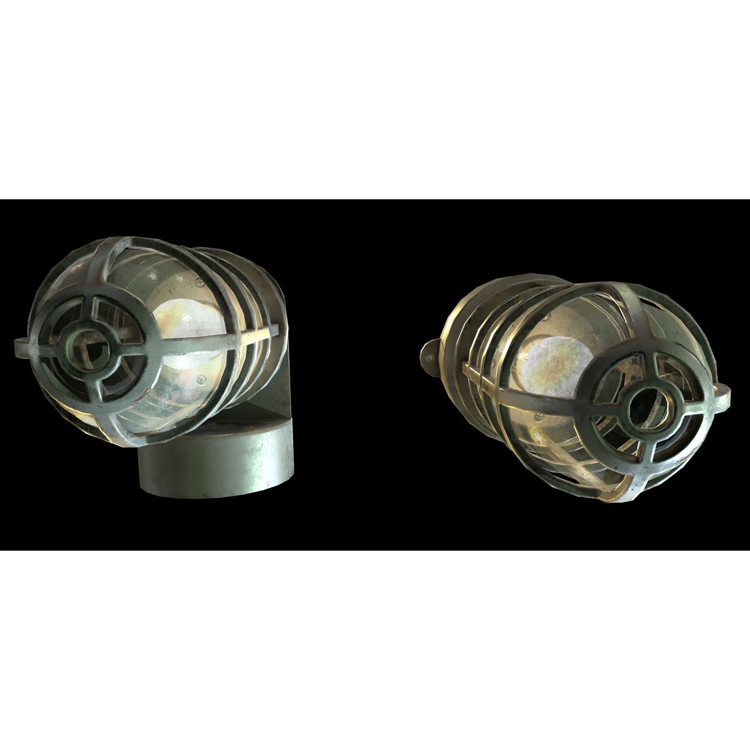 Industrial Cage Light 3D Model – Game Ready Low Poly with PBR Textures, FBX - View 10