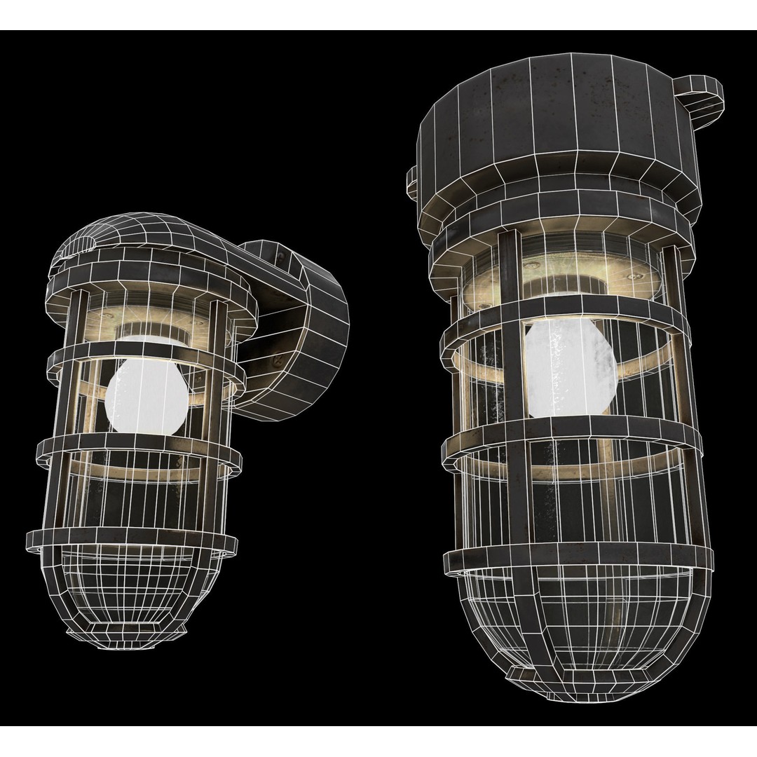 Industrial Cage Light 3D Model – Game Ready Low Poly with PBR Textures, FBX - View 21
