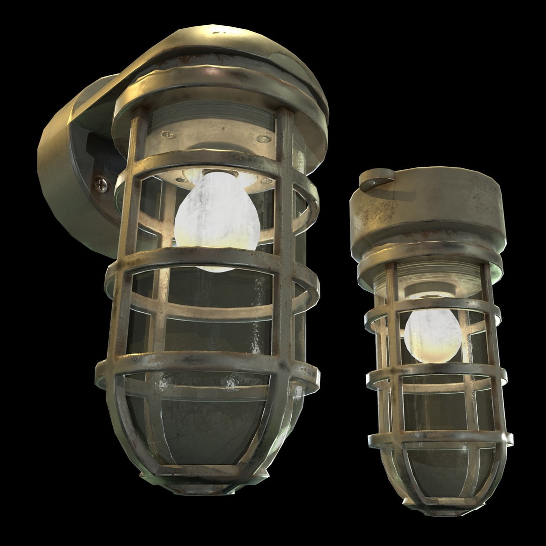 Industrial Cage Light 3D Model – Game Ready Low Poly with PBR Textures, FBX - View 3