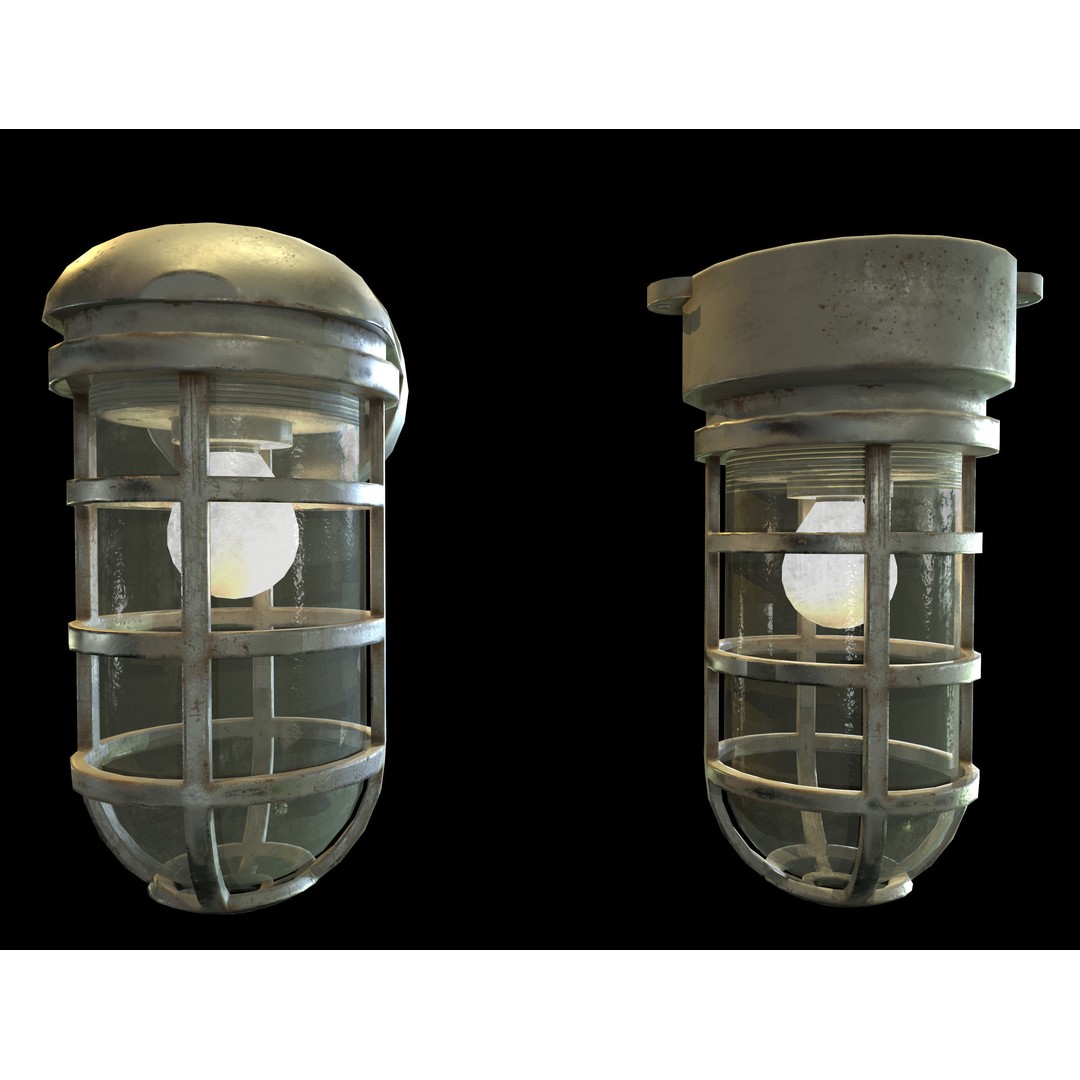 Industrial Cage Light 3D Model – Game Ready Low Poly with PBR Textures, FBX - View 4