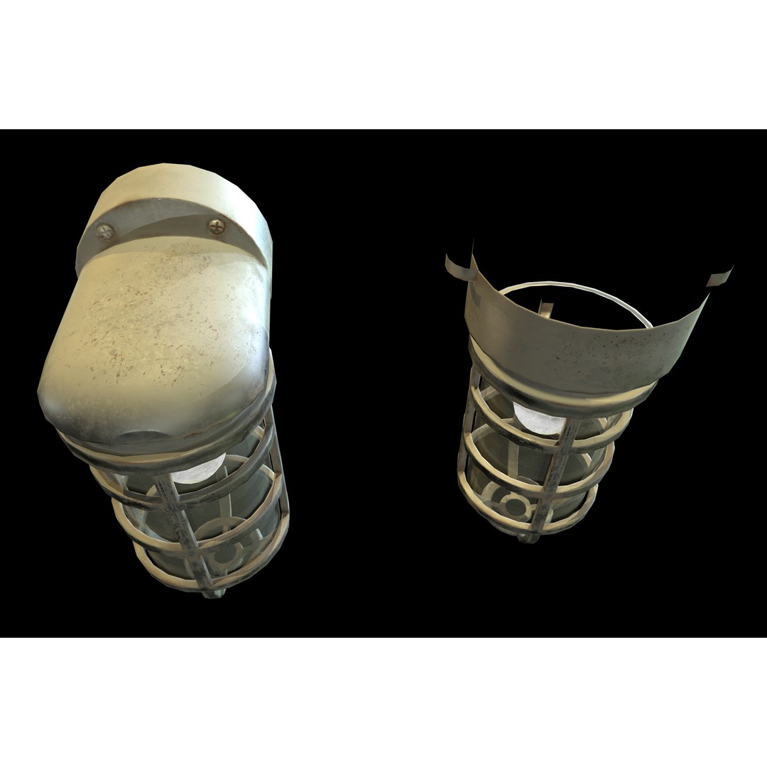 Industrial Cage Light 3D Model – Game Ready Low Poly with PBR Textures, FBX - View 5