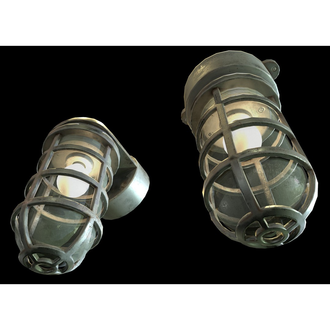 Industrial Cage Light 3D Model – Game Ready Low Poly with PBR Textures, FBX - View 6