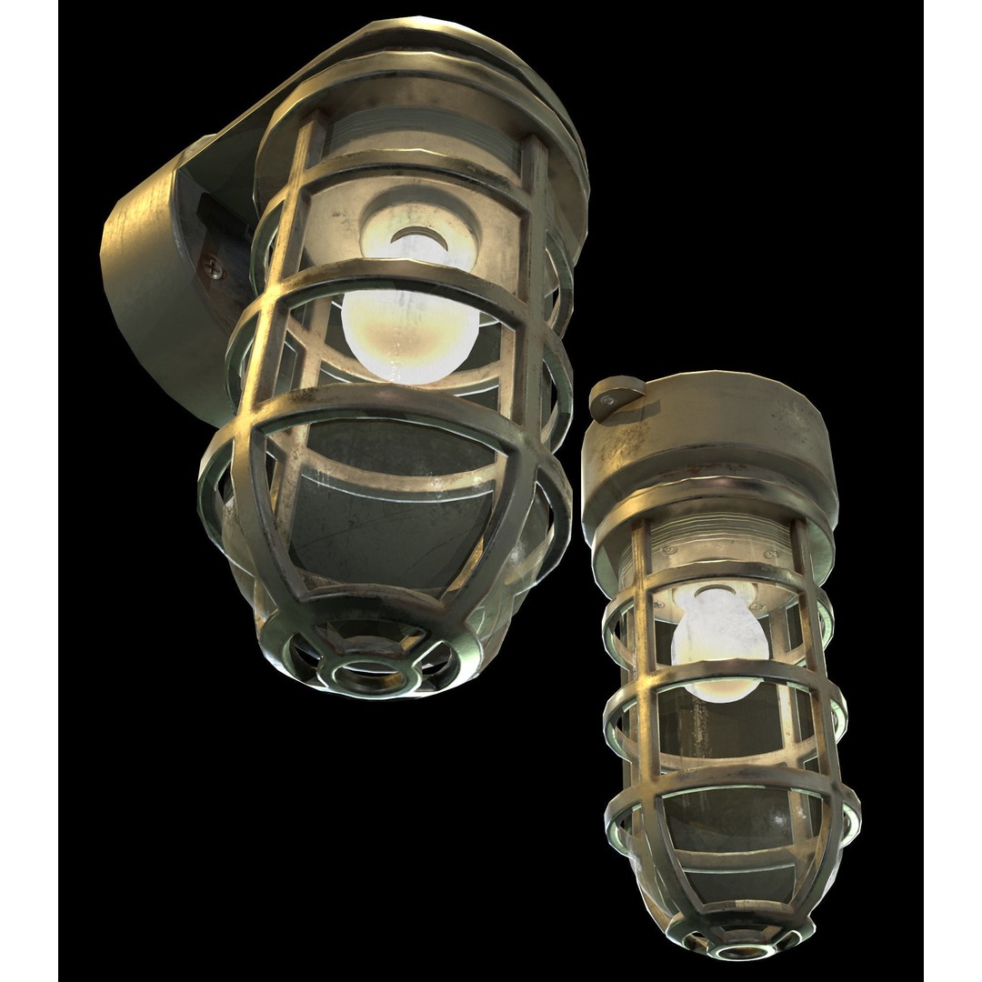 Industrial Cage Light 3D Model – Game Ready Low Poly with PBR Textures, FBX - View 7