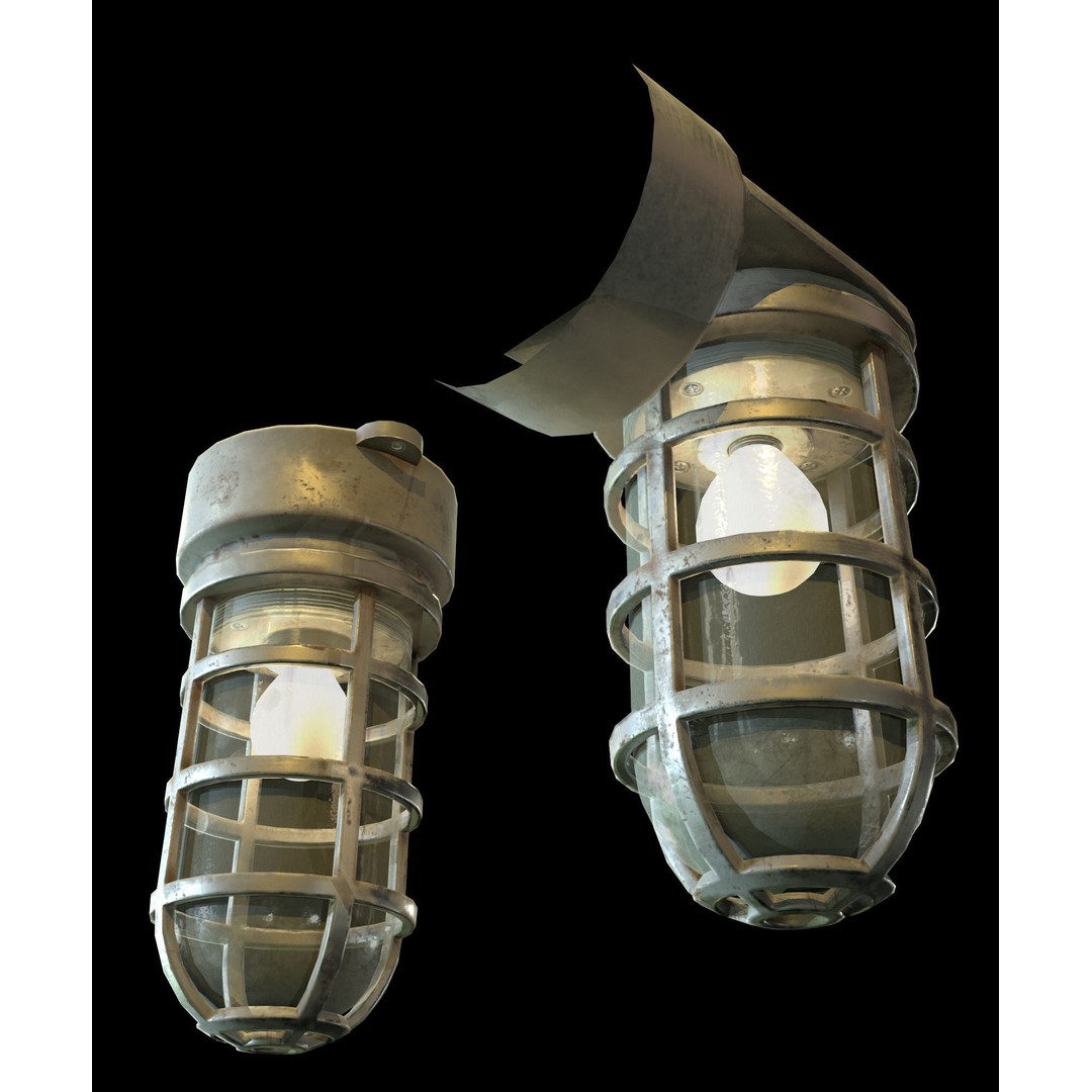Industrial Cage Light 3D Model – Game Ready Low Poly with PBR Textures, FBX - View 8