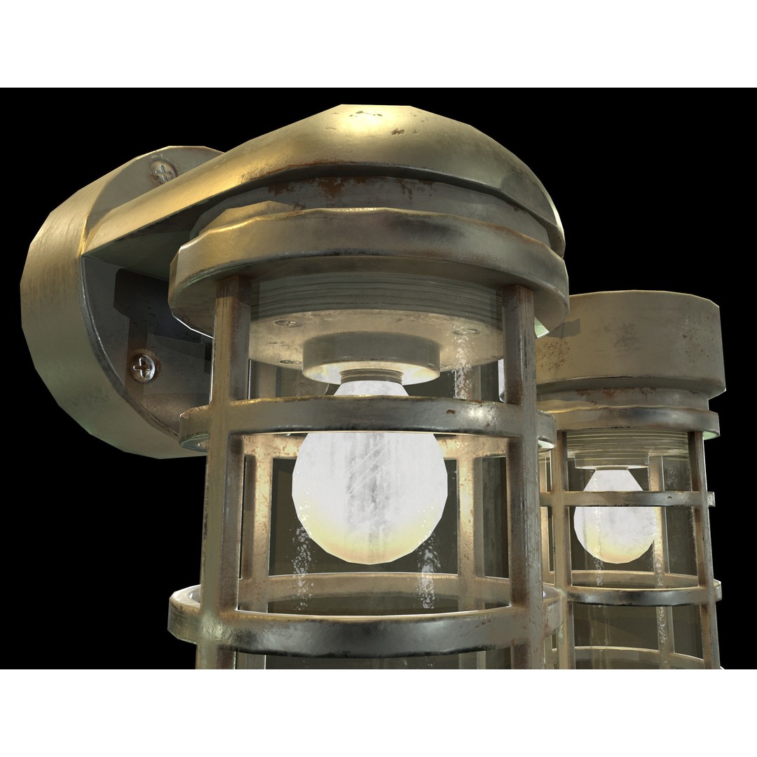 Industrial Cage Light 3D Model – Game Ready Low Poly with PBR Textures, FBX - View 9