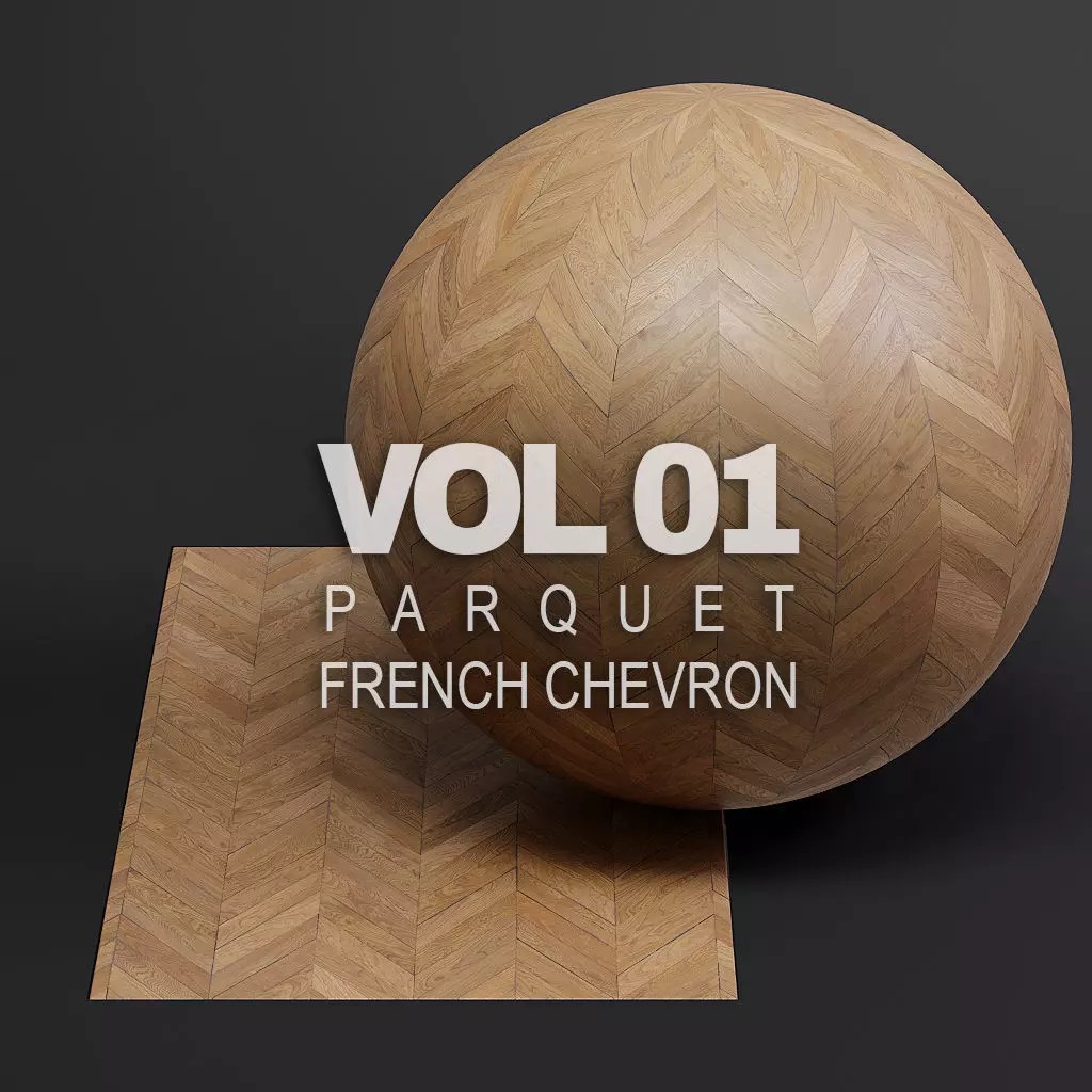 Parquet 3D Model – French Chevron 8K Seamless PBR Textures - View 2