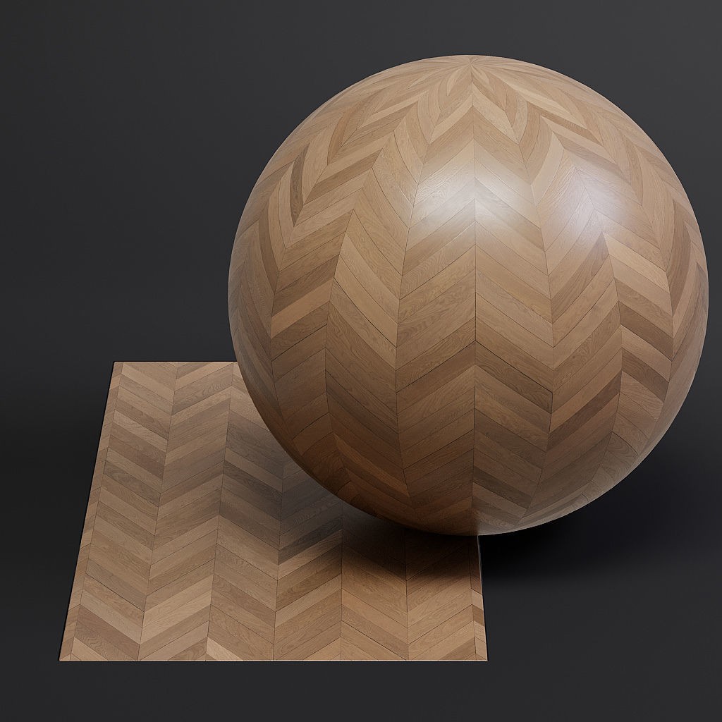 Parquet 3D Model – French Chevron 8K Seamless PBR Textures - View 3