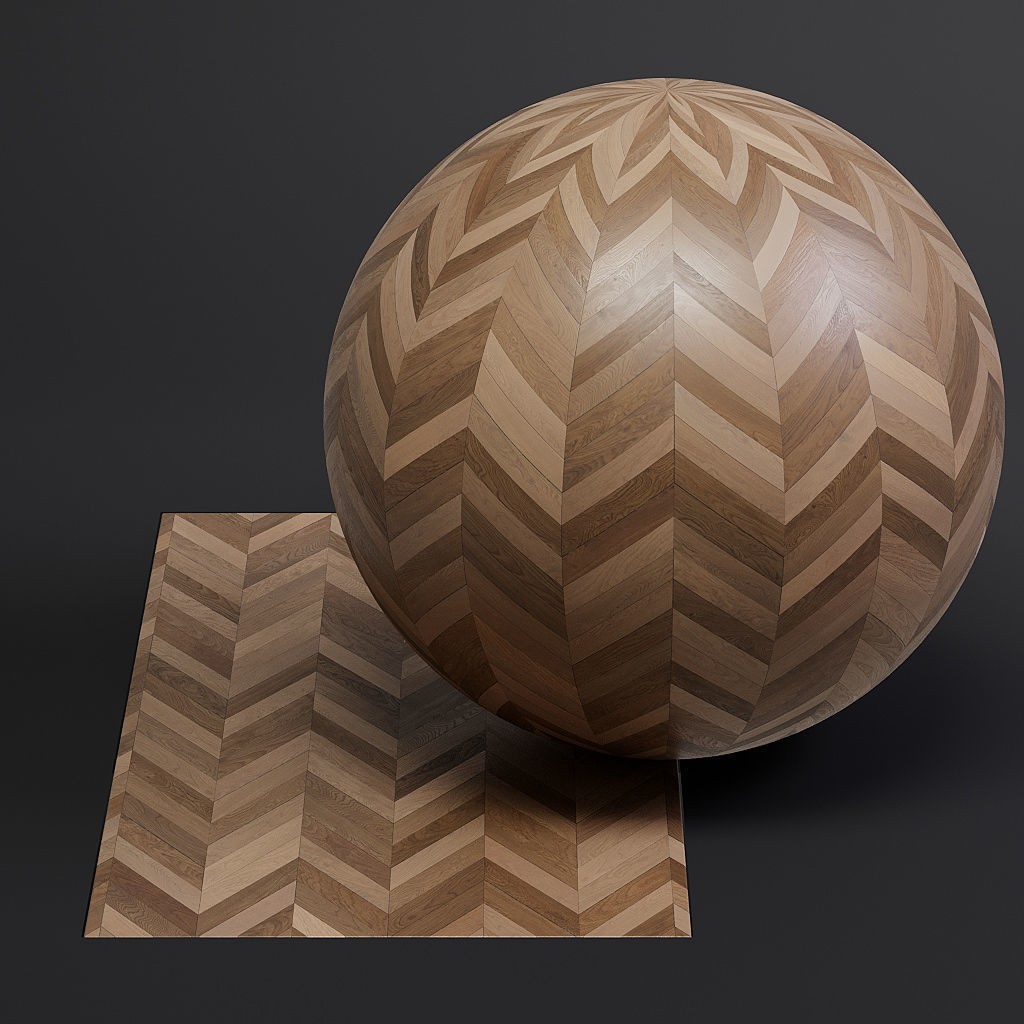 Parquet 3D Model – French Chevron 8K Seamless PBR Textures - View 7