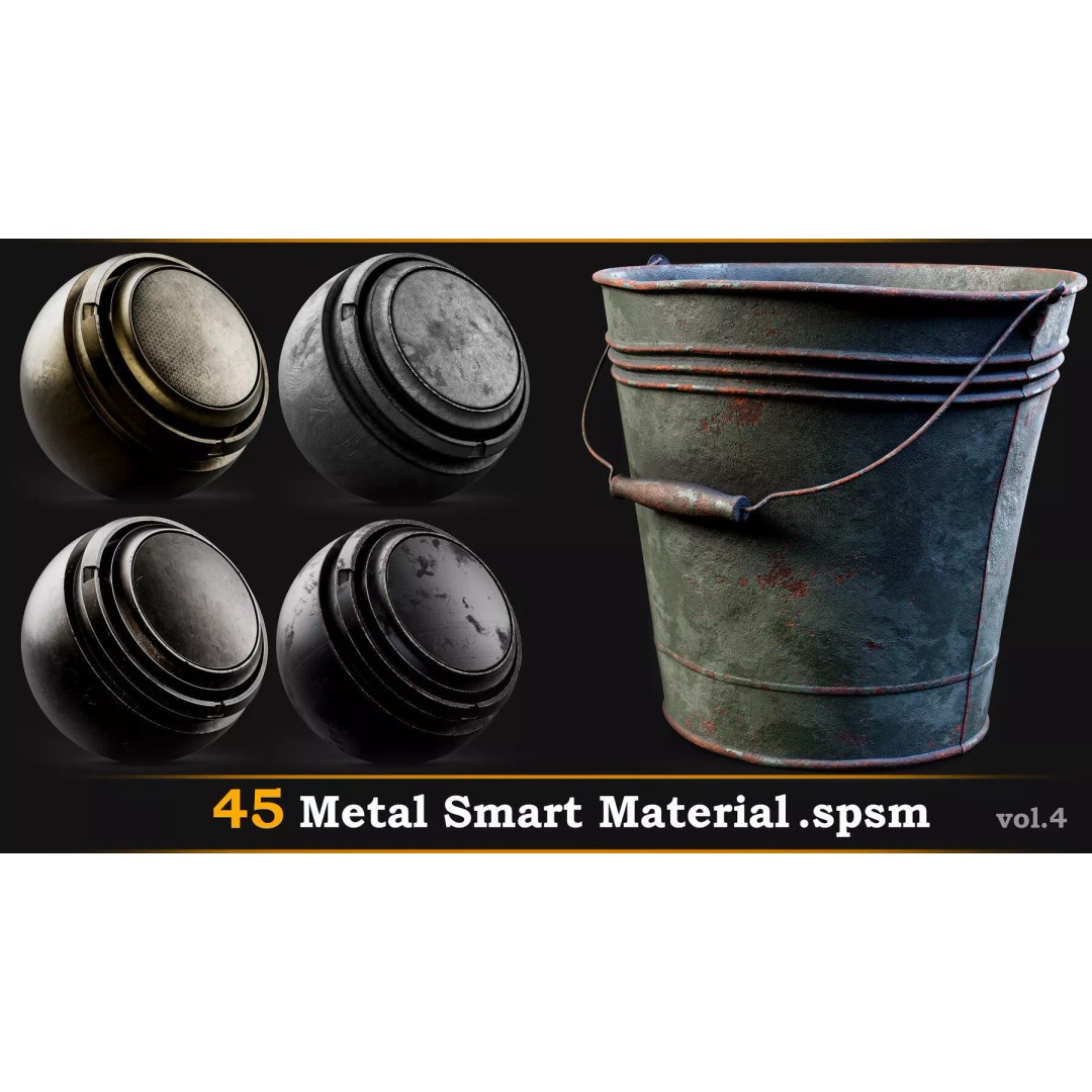 Metal Smart Materials 3D Model – High Quality 45 SPSM Textures - View 2