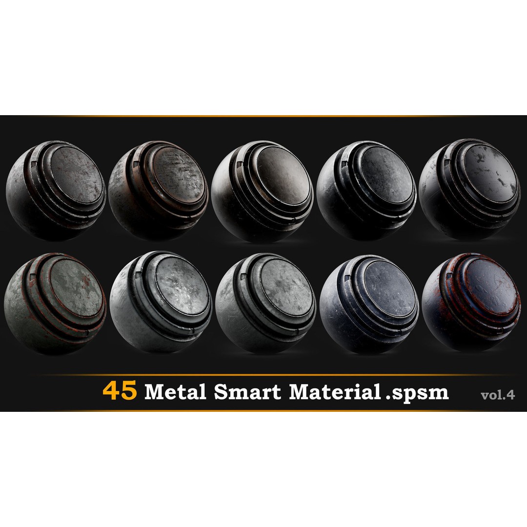 Metal Smart Materials 3D Model – High Quality 45 SPSM Textures - View 4